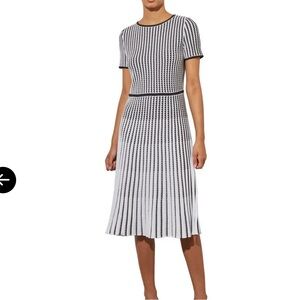 Ming Wang Black and White Striped Casual Dress